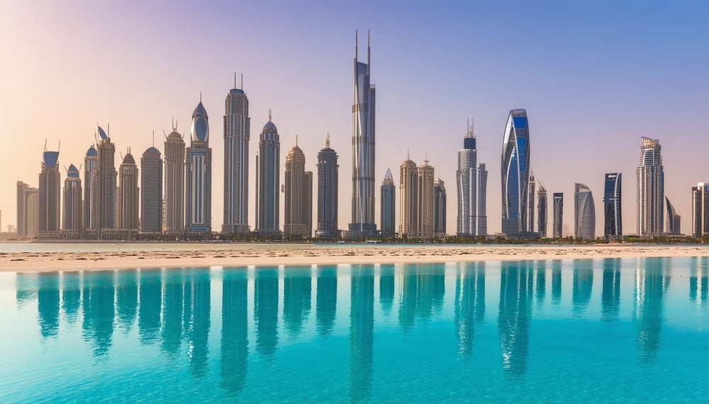 Dubai skyline with famous landmarks and luxury travel experiences